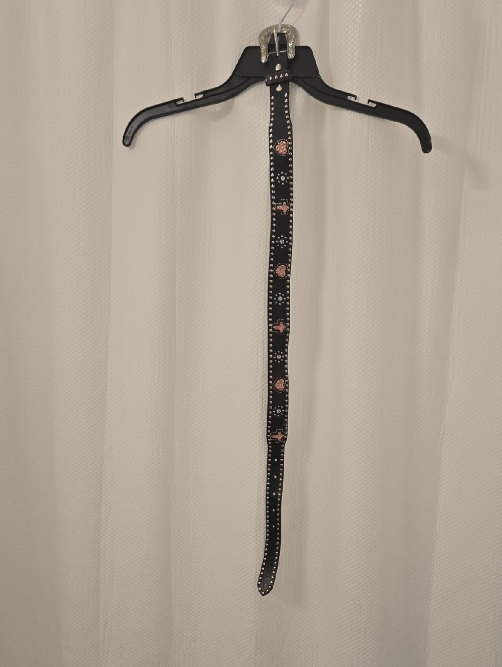 Vintage Girls Black Studded Heart & Cross Kids Belt